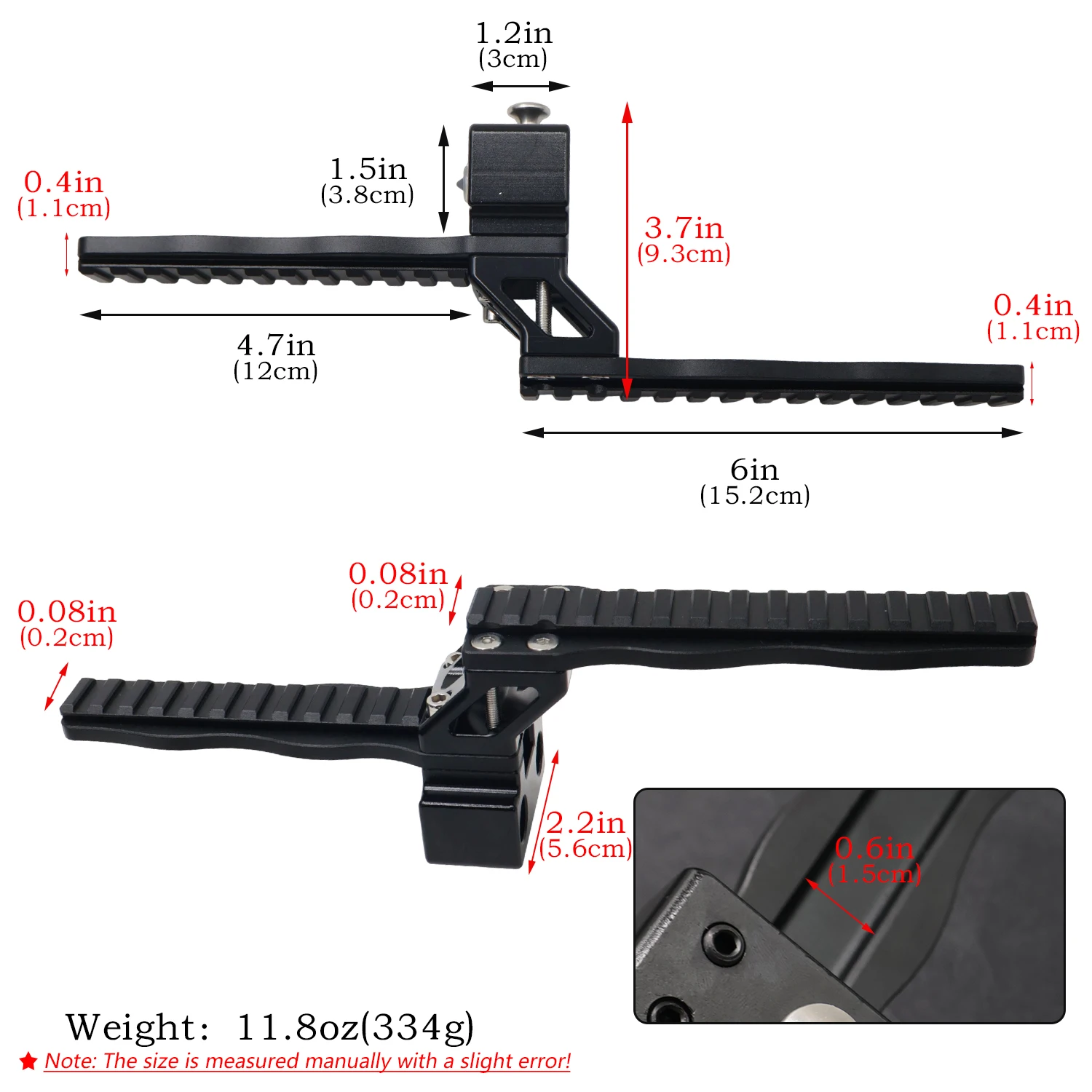 Aluminum Alloy Dual Scope Mount for Long Rod Slingshot, Black Diy Hunting Modification Practice Accessories