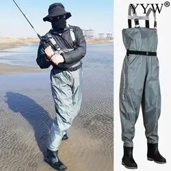 Fishing Waders Pants With Boots Men Women Adult Set Nylon Waterproof Overalls Chest Wader Trousers Fishery Apparel Gear Suit Kit