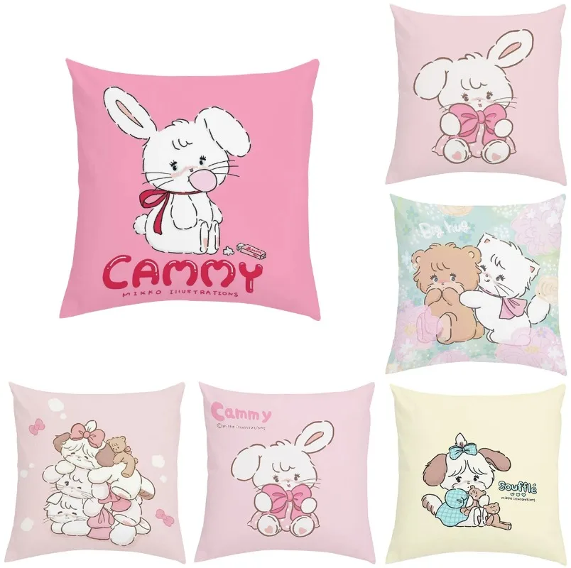 50x50cm Living room sofa cushion cover cute cartoon M-Mikko  printed pillowcase chair waist backrest gift 45x45cm