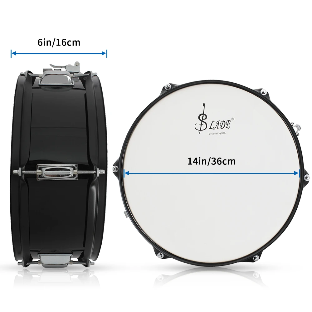 SLADE 14 Inches Snare Drum Music Drums Professional Snare Drum Set With Bag For Beginners Practice Metal Percussion Instrument