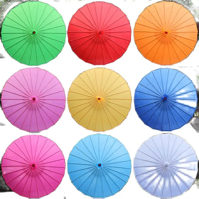 20 pcs Chinese colored  fabric umbrella, white pink parasols, China traditional dance color parasol, Japanese silk props