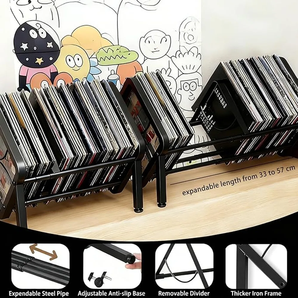 Adjustable Vinyl Holder With M Shape Vinyl Record Storage Allows Customized Fit For Any Desk Holds