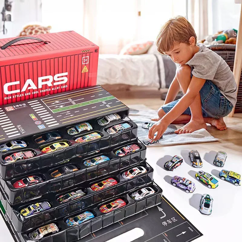 48 mini Pulai car Container Children\'s gift box set Boy gift items Inertial toy car