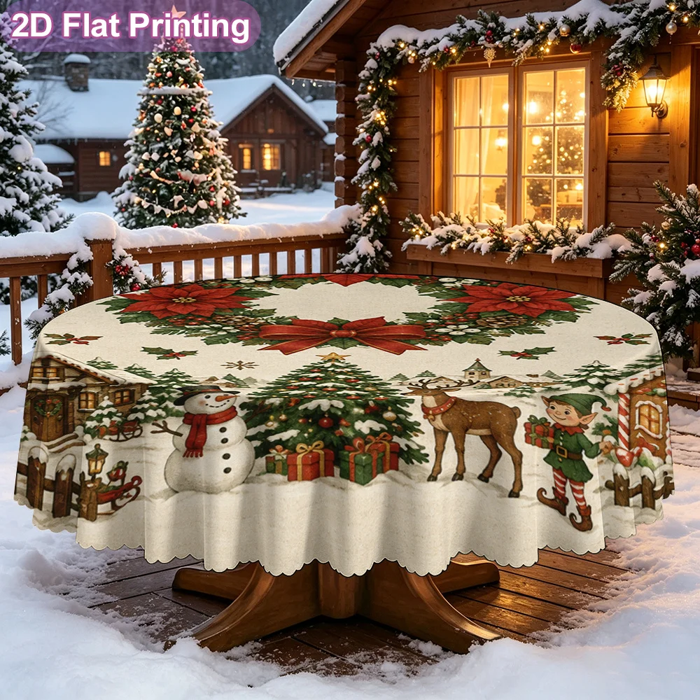 1 round tablecloth, suitable for kitchen and dining room decoration, weddings, farmhouse country style table covers