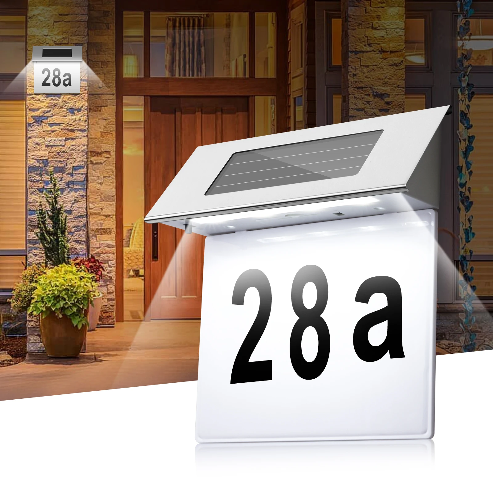 Solar Door Number Light LED Door Plate Lamp Stainless Outdoor Apartment House Porch Numbers Light With Backlight For Home Decor