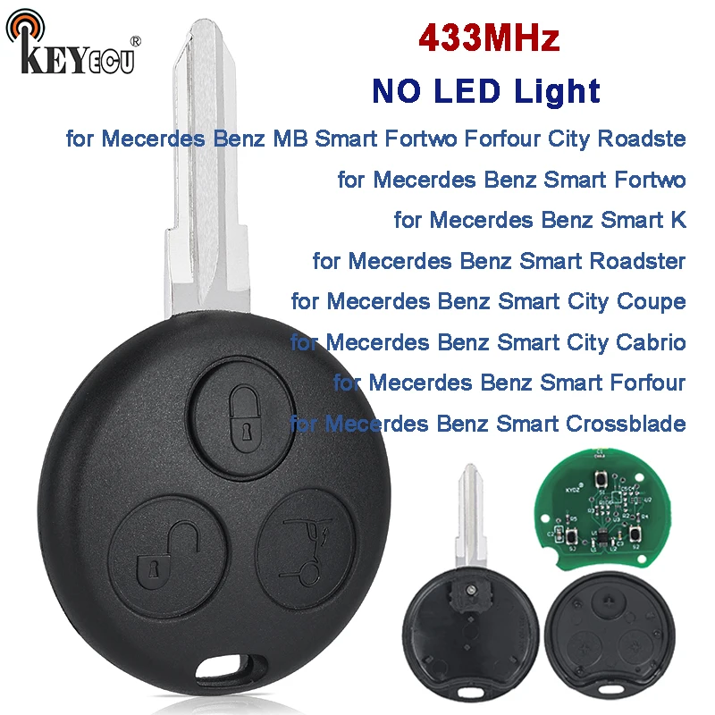 

KEYECU AU 433MHz for Mecerdes Benz MB Fortwo Roadste Smart K Roadster City Coupe City Cabrio Forfour Crossblade Remote Key