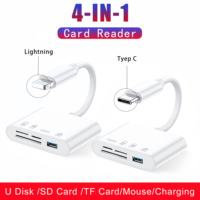 4 in 1 USB OTG Card Reader Compatible SD/TF Card Camera Memory For iPhone 14 13 12 11 Pro Max Lightning Fast Charging Port