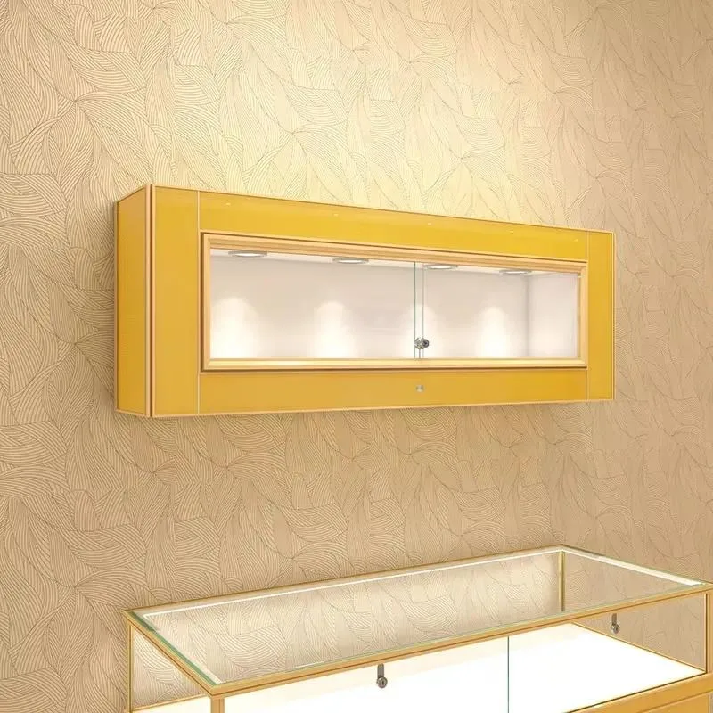 Luxury Wood and Transparent Glass Jewelry Store Display Cases
