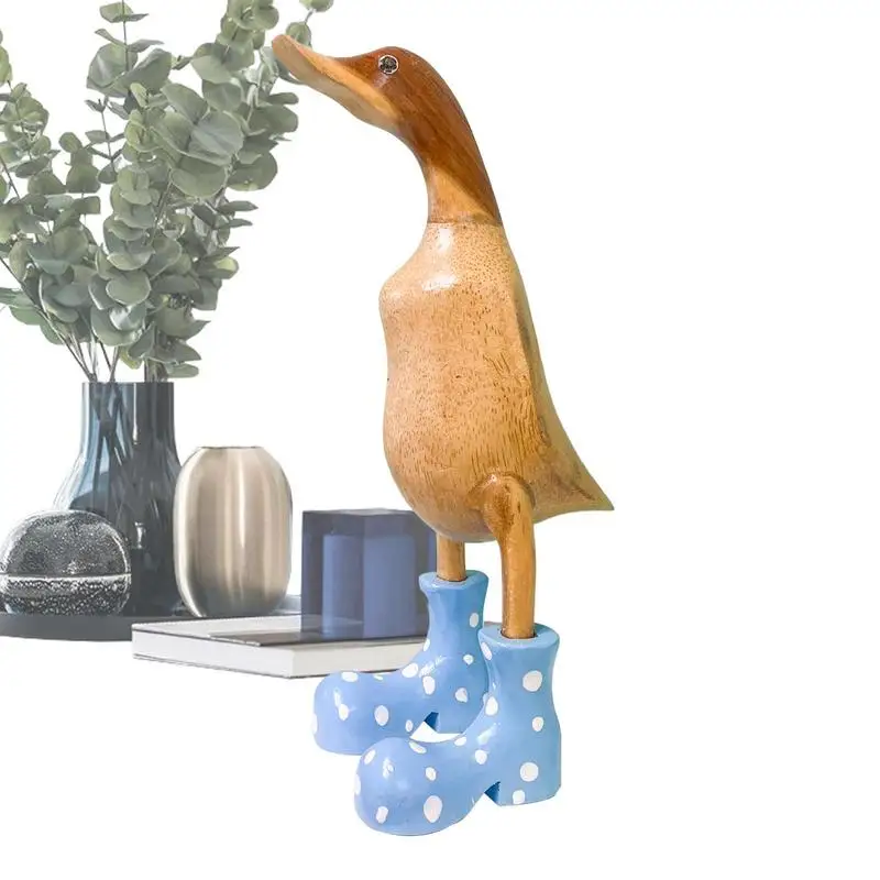 1pcs Duck Resin Ornament Statue Decoration Rain Boots Duck Resin Statue Cute Style Home Decoration Supplies 18cm