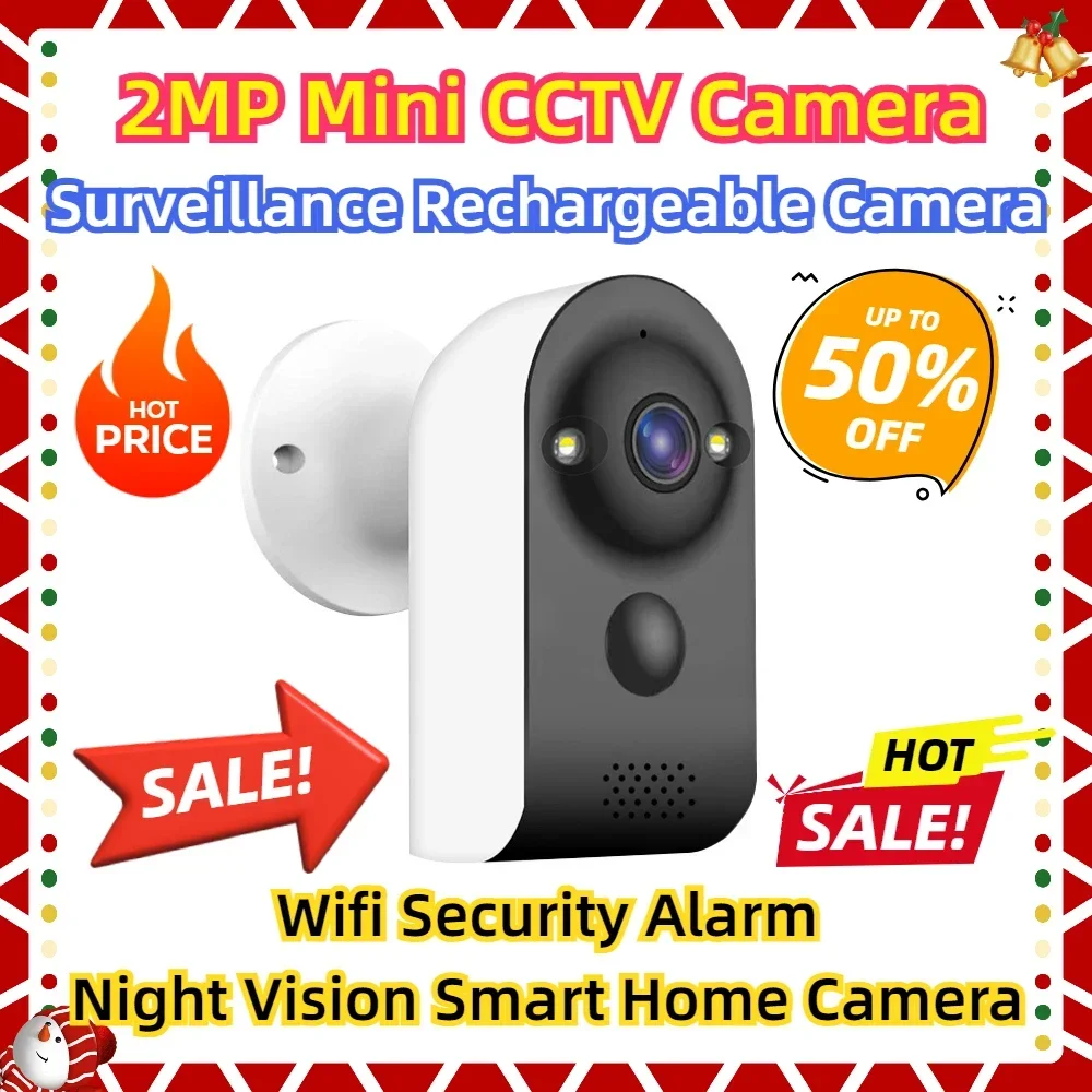 

Wifi Security Alarm Night Vision Smart Home Camera Surveillance Rechargeable Camera 2MP Mini CCTV Camera