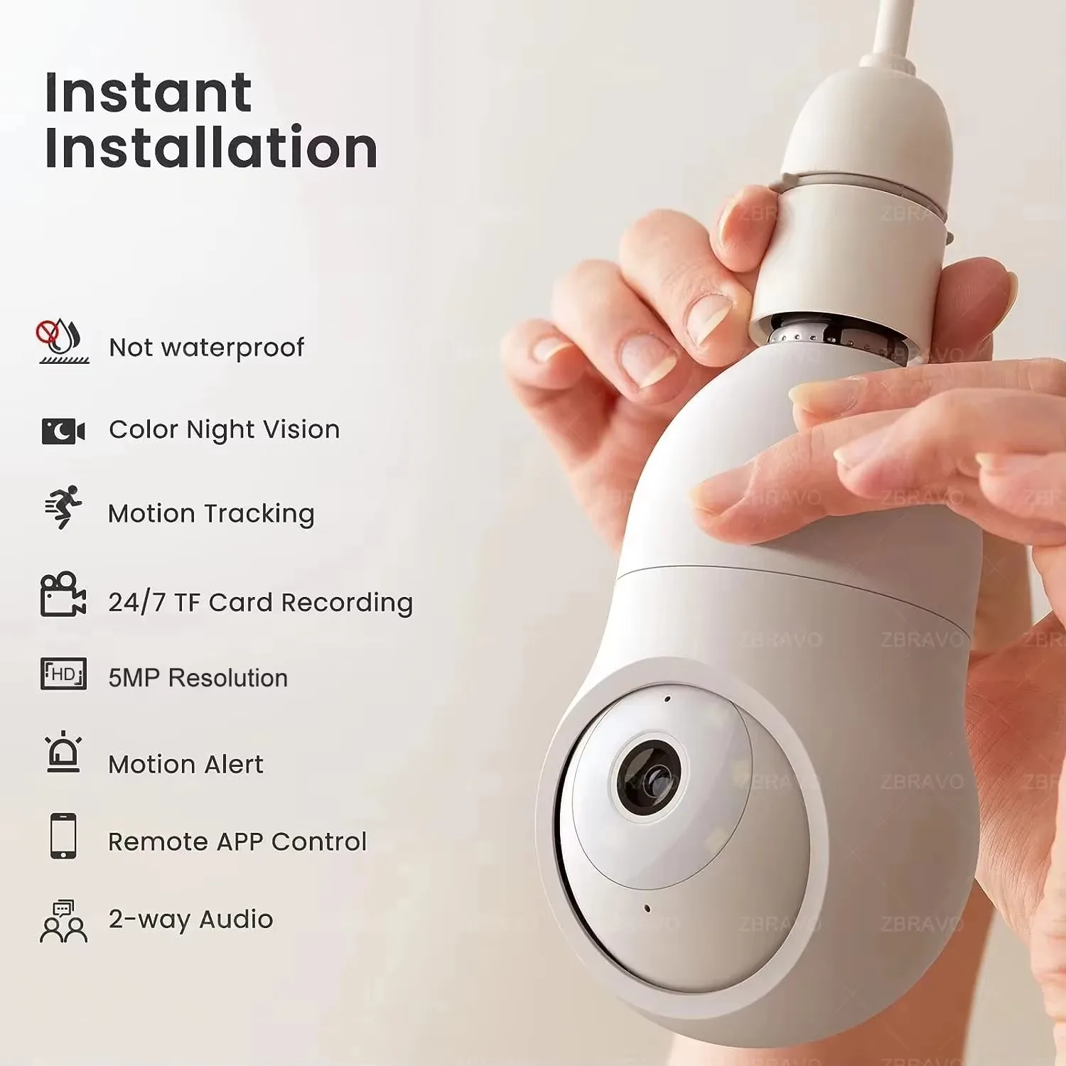 Tuya Smart Life 5MP 5G Bulb E27 WiFi Camera Color Night Vision Indoor Wireless Security Camera Auto Tracking Surveillance Camera