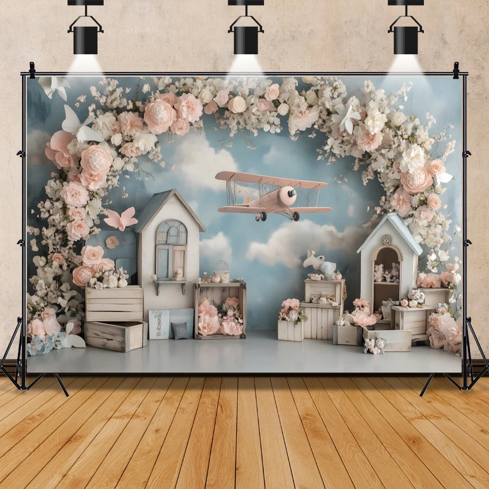 Laeacco الوليد الطفل عيد ميلاد صورة التصوير خلفية فتاة صبي بالونات الزهور داخلي غرفة صور خلفية فوتوستوديو