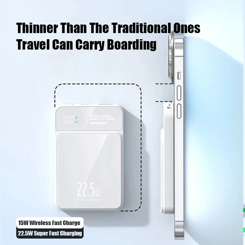باور بانك بسعة 100000 مللي أمبير في الساعة، باور بانك مغناطيسي لاسلكي 22.5 وات فائق السرعة للشحن لهاتف آيفون 12-17 وسامسونج #6