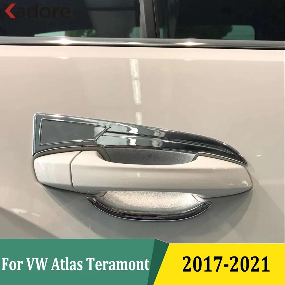 

For Volkswagen Atlas Teramont 2017 2018 2019 2020 2021 Chrome Side Door Handle Bowl Cover Trim Sticker Exterior Accessories