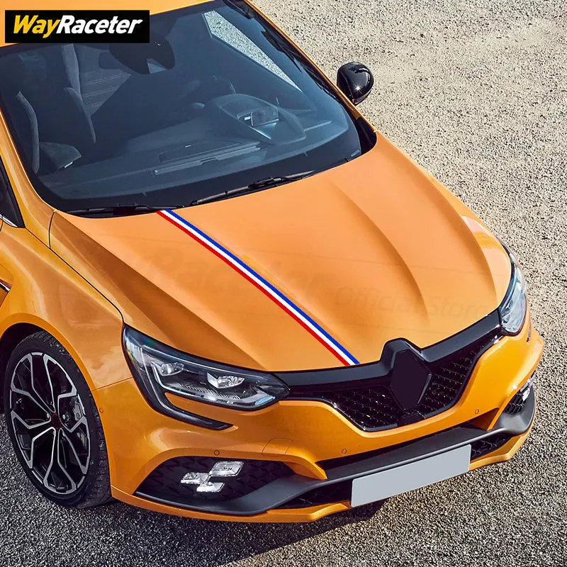 Car Hood Line French Flag DIY Vinyl Decal Bonnet Stripes Sticker For Renault Megane Clio Sandero Zoe Captur Arkana Twingo Sport view 6