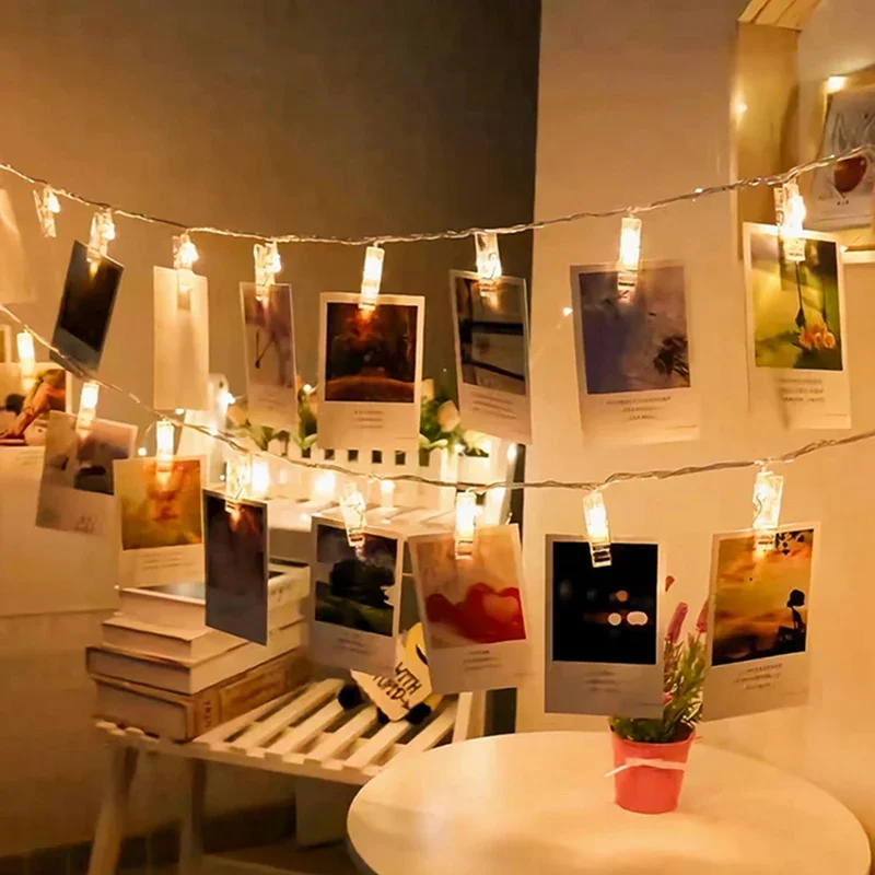 

1Pack Photo Clip String Lights 10/20/30/40Led Fairy Lights For Hanging Pictures Cards Light Clips Graduation Party Wedding Decor