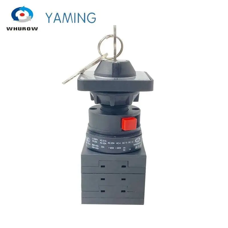 Yaming-Interruptor de leva de cambio rotativo eléctrico, dispositivo con llave de 690V, 20A, LW42, YMW42-20YS3/3S, 2 posiciones, 0-1, encendido-apagado, tres fases