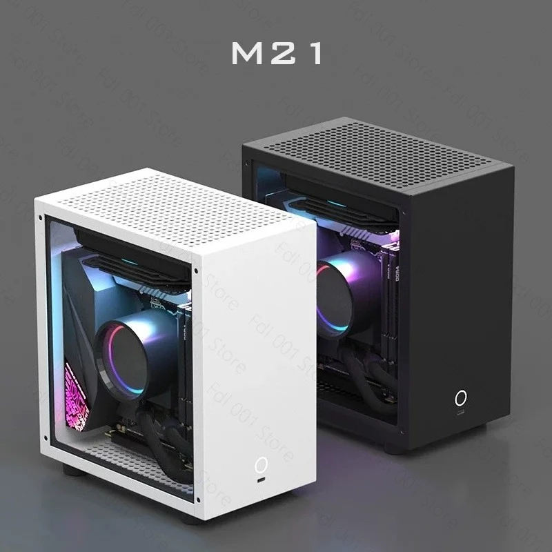 M21 / M31 Mini ITX Computer Case, Supports 120mm AIO Liquid Cooler, Low-Profile GPU and 1U Flex ATX PSU, Compact Small