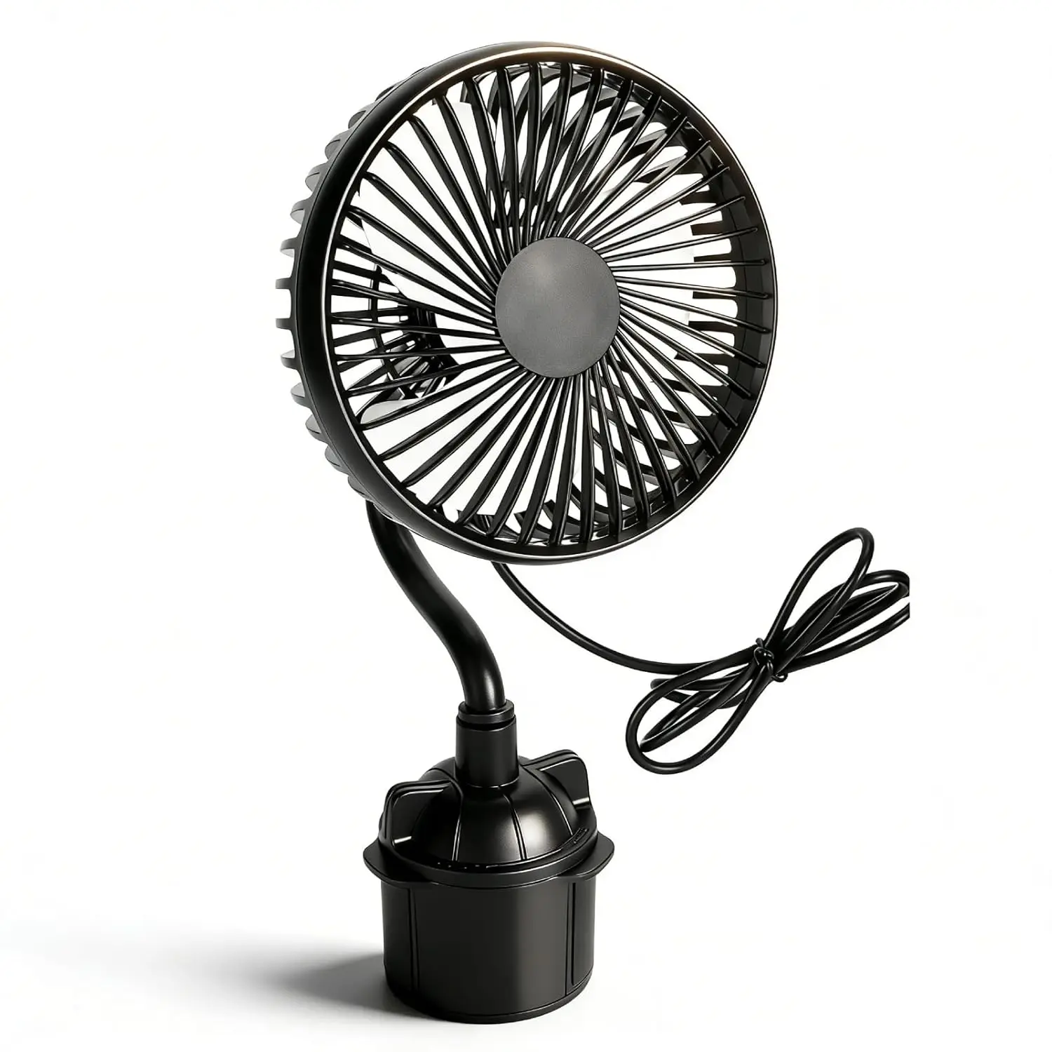 Yosoo Health Gear Car Fan USB Powered Fan With Gooseneck, Low Noise 3 Speeds Adjustable Portable Cart Fan For Car Cup Holders,