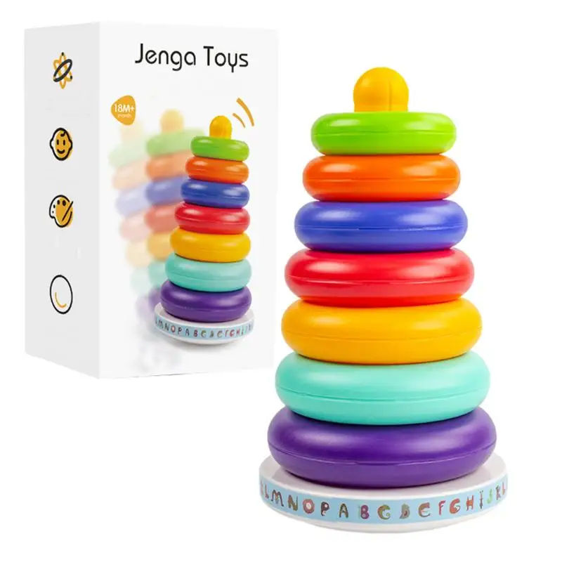 Anelli impilabili per bambini arcobaleno Stacker STEM Learning giocattoli Montessori anelli impilabili blocchi colorati e sicuri per il compleanno