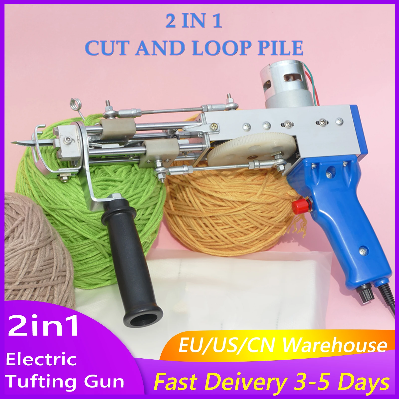 100-240V 2 in1 Electric Tufting Gun Cut Pile Для Ковров Carpet Тафтинговый Пистолет Weaving Flocking Rug Machine Pistola Tufting