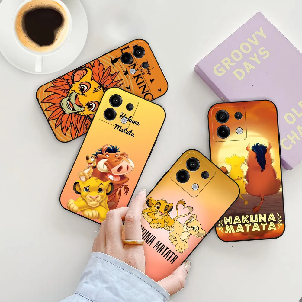 Disney The Lion King Simba Phone Case For Redmi Note 13 12 11 10 ProPlus 12S 11S 11T 11E 10S 9 9S 8 8T Pro Max Black Soft Cover