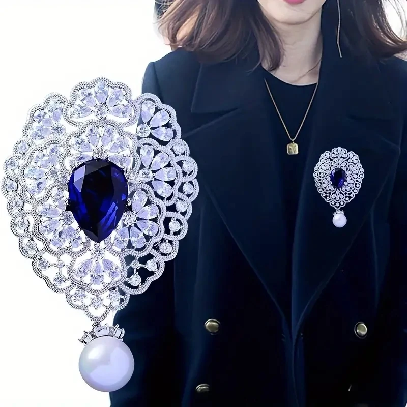 Exquisite Violet Flower Inlaid Shining Zircon Jewelry Brooch for Men Women Stylish Elegant Evening Dress Brooch Gift