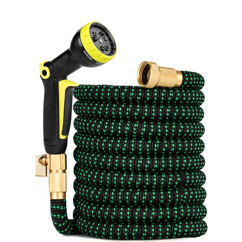 

Expandable Garden Hose High Pressure Car Wash Water Gun Rubber Material Retractable Lightweight No-Kink Leak-Proof Design for