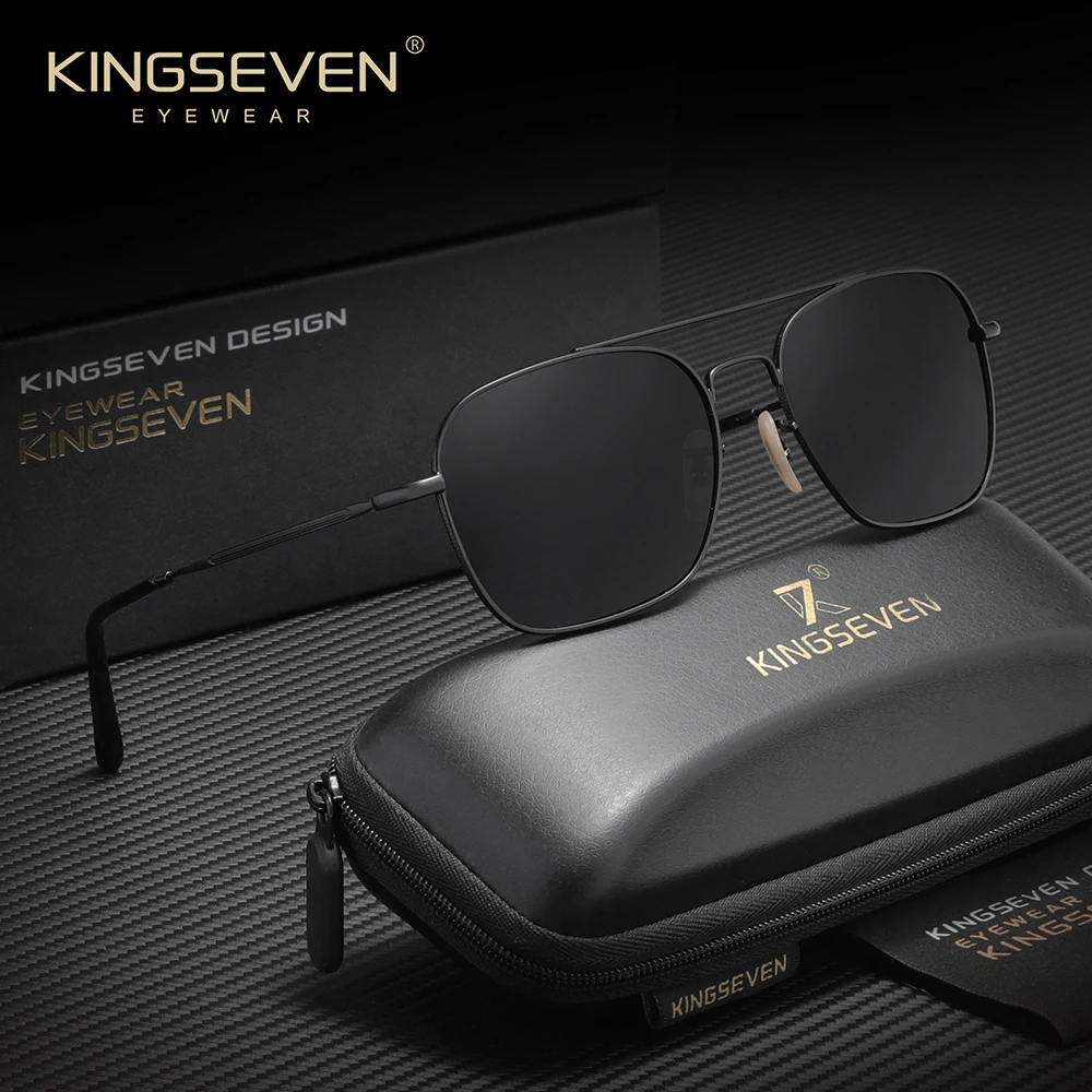 

KINGSEVEN 2025 модные роскошные мужские солнцезащитные очки поляризационные UV400 прямоугольные очки женские дорожные очки комплект