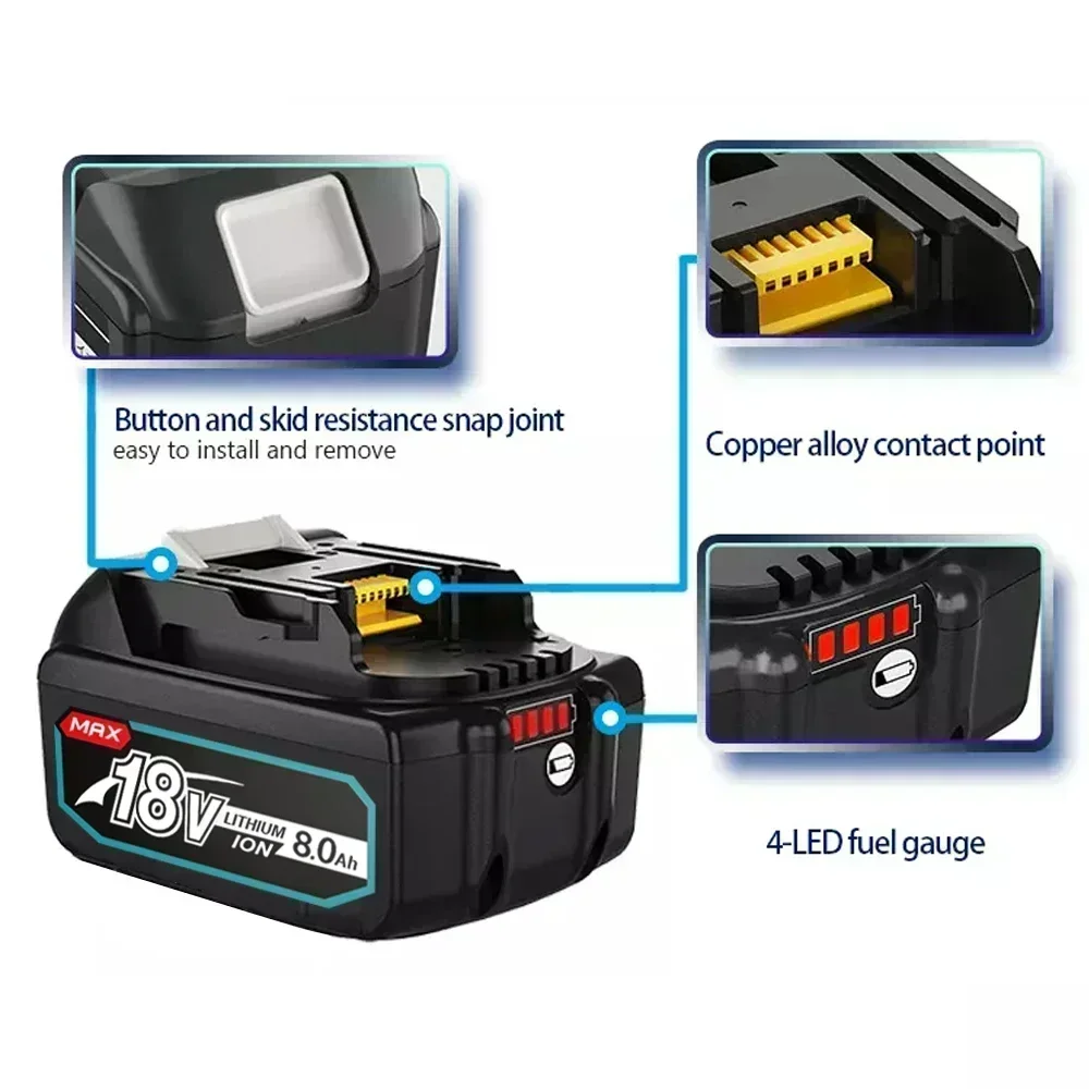 Akku BL1860B 18V 6000mAh Backup-Batterie für Makita 18VBL1860 BL1840 BL1850 Akku-Bohrschrauber mit DC18RF 3A Ladegerät