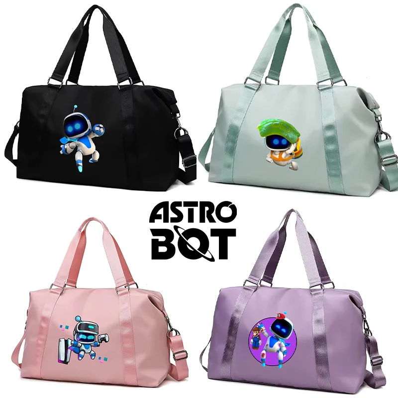 Astro Bot Tote Travel Bag Game Figure Large Capacity Clothes Storage Bags Gym Duffle Pack with Shoe Compartment Portable HandBag