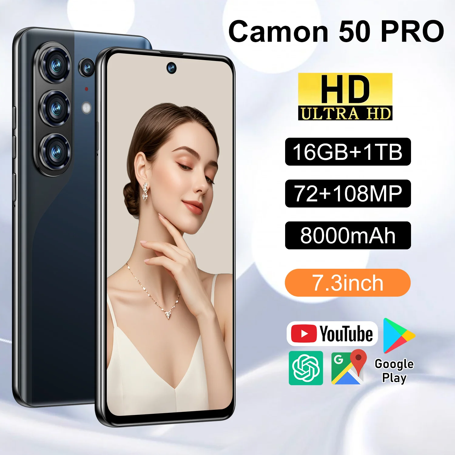 Новый смартфон Camon 50 Pro 2026 года, глобальная версия, с двумя SIM-картами, поддержкой Google Services и GPS – планшет