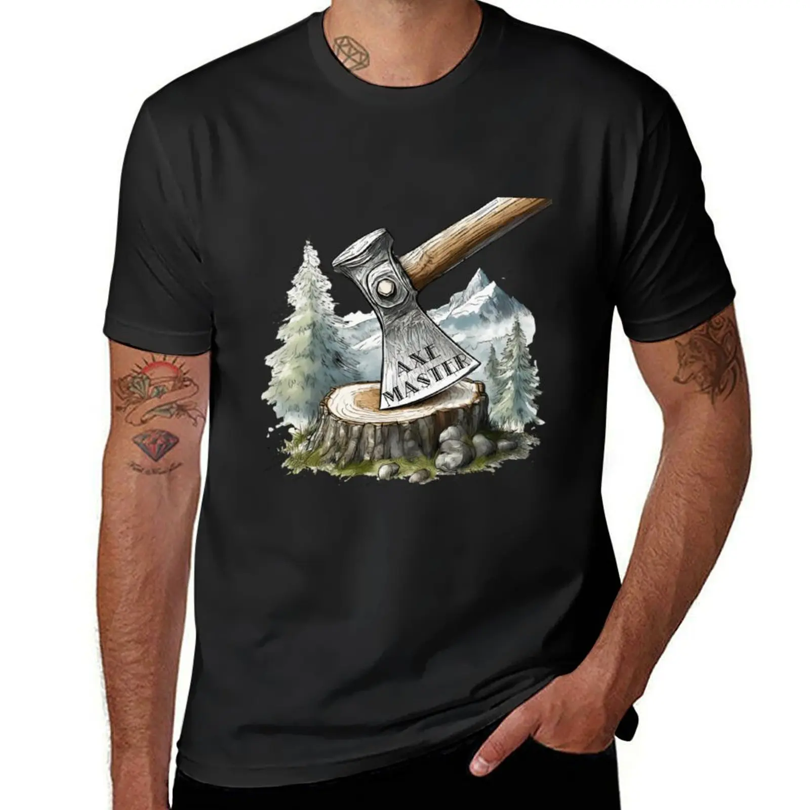 Axe Master Lumberjack Graphic T-Shirt Short sleeve tee vintage clothes cute tops mens white t shirts