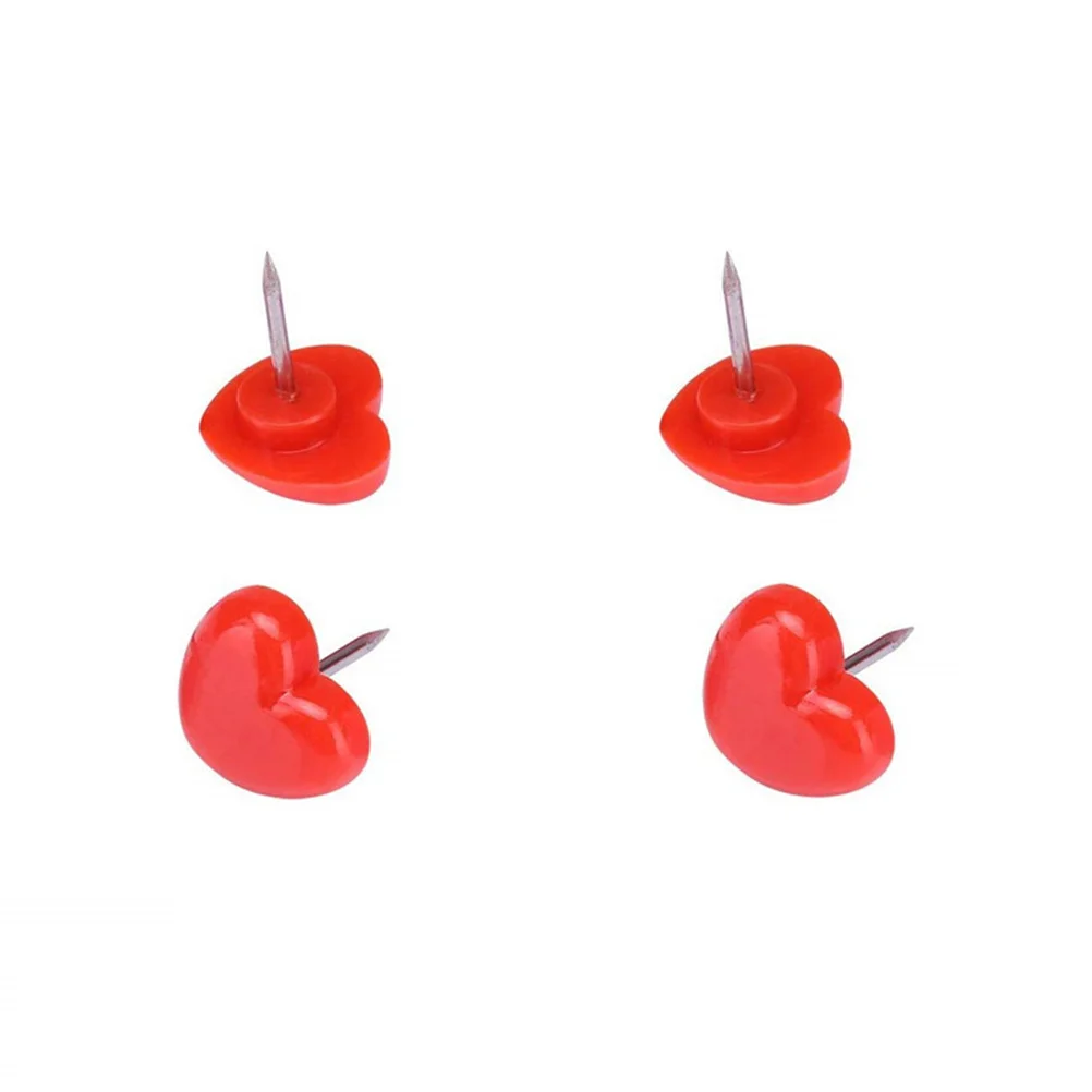 100 szt. plastikowych pinezek w kształcie serca do map, kalendarzy, tras podróży, biura, szkoły, tablic ogłoszeń.