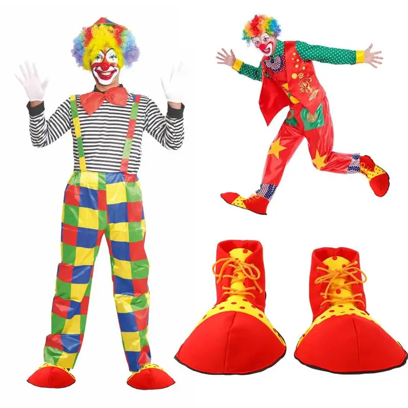 1 paio di sandali per ragazzi di Halloween scarpe grandi scarpe da Clown cappello gigante da Clown Prop