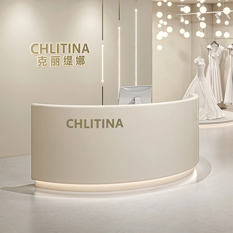 

Стойка регистрации в форме дуги, стойка регистрации, салон красоты, прием, бизнес-кассовый аппарат, дизайн, промышленная офисная мебель для отеля