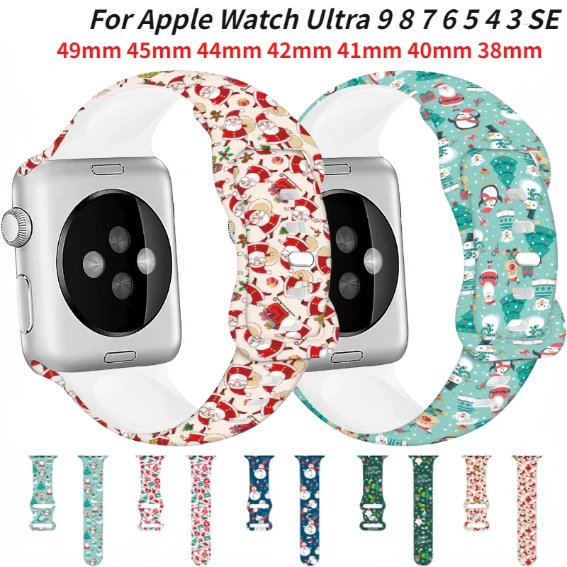 Cinturino in Silicone natalizio per cinturino Apple Watch Ultra/2 49mm 10 42/46mm 9 8 7 45mm 41mm bracciale iWatch 6 5 4 3 SE 44mm 42mm 40mm