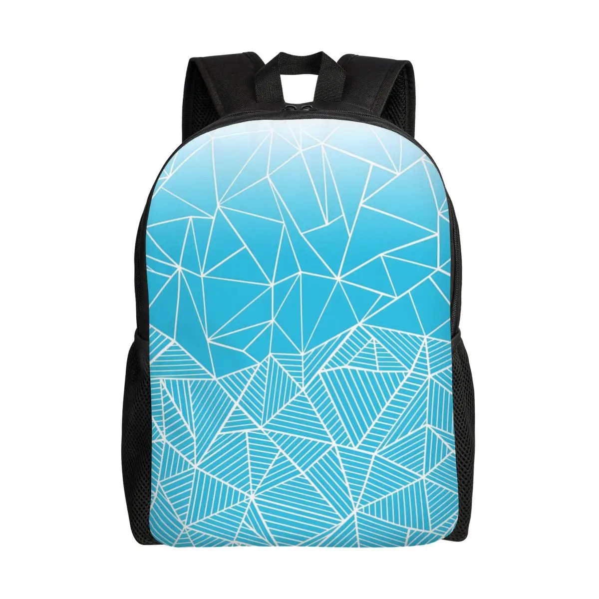 

Custom Abstract Lines Half And Half Electric Blue Travel Backpack Women Men School Computer Bookbag College Student Daypack Bags