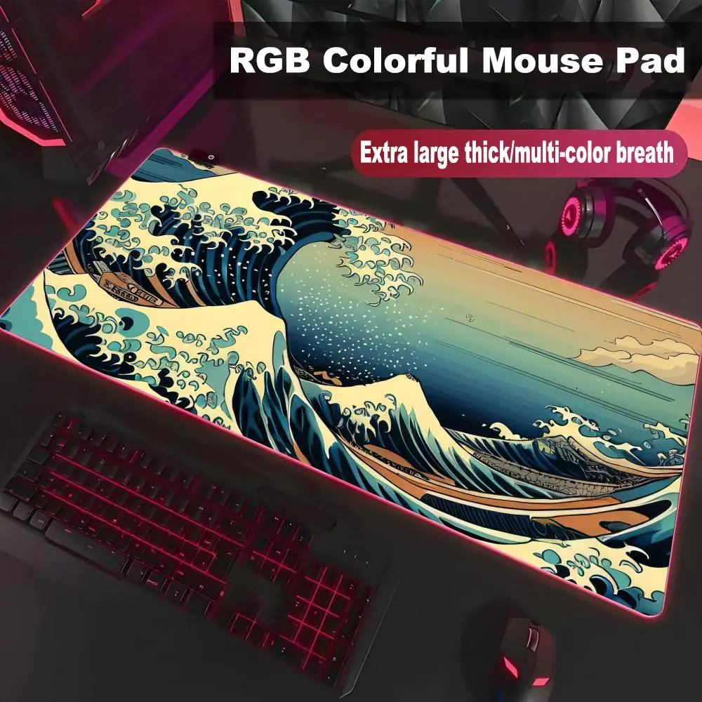 

XAXC High-End E-Sports RGB LED Mouse Pad Large Luminous Gaming Desk Mat for PC Writing Student Gamer