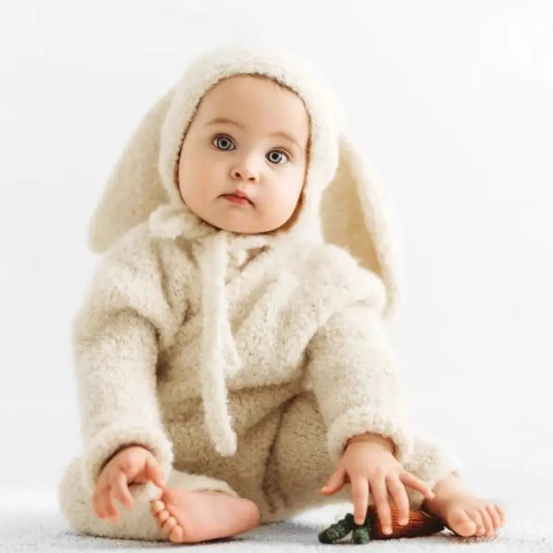 Baby Photography Props Newborns Photo Clothes Photography Costume Rabbit Theme Hat and Romper Outfit for Toddler A2UB