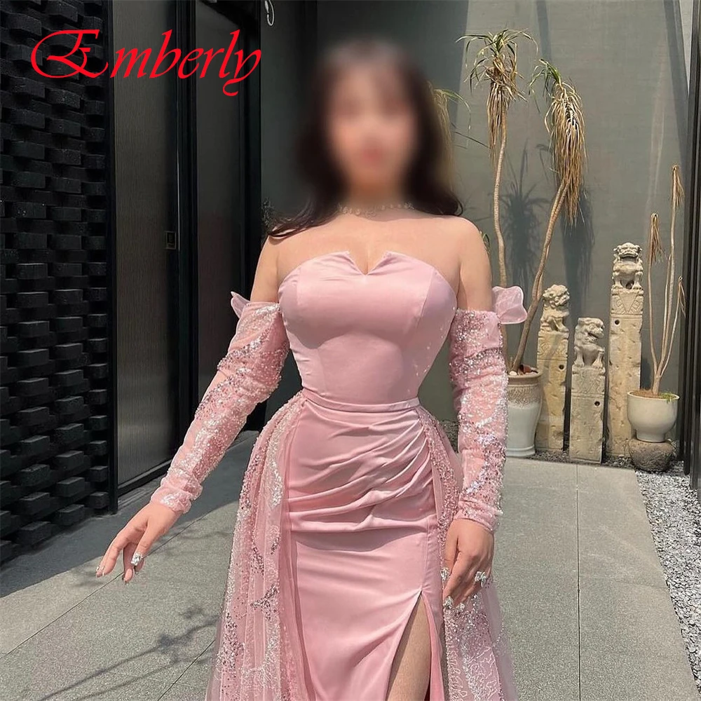 Personalizado sem alças manga destacável sereia vestido de noite fenda lateral sexy vestidos de festa delicado vestido de ocasião especial