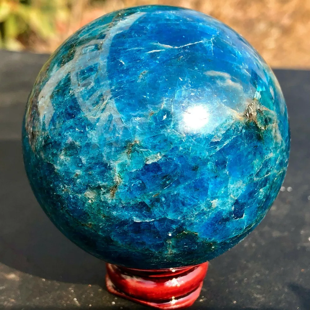 

Natural Blue Apatite Stone Sphere Crystal Reiki Healing