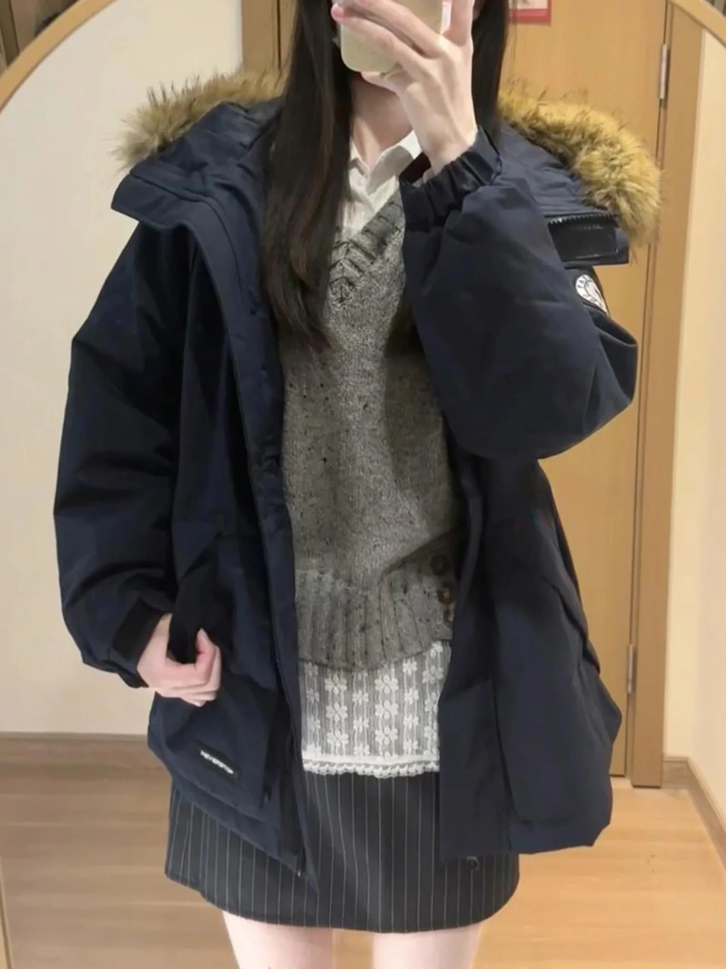 

Parkas Y2K Womens Winter Lined Durable Basic Collarless Grid Belted Buckle Hiking Filling Streetwear Wrap Hemmed Elastic Popular