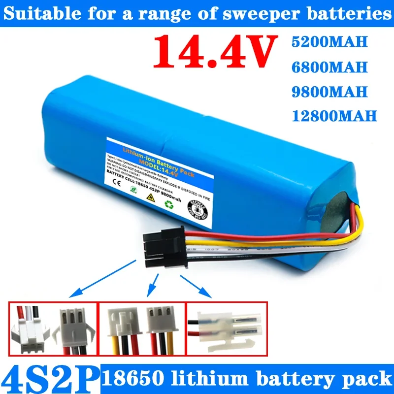 14.4V 4S2P Battery pack ,Replacement For XiaoMi Lydsto R1 Roidmi Eve Viomi S9 Dreame D9 Robot Vacuum Cleaner battery