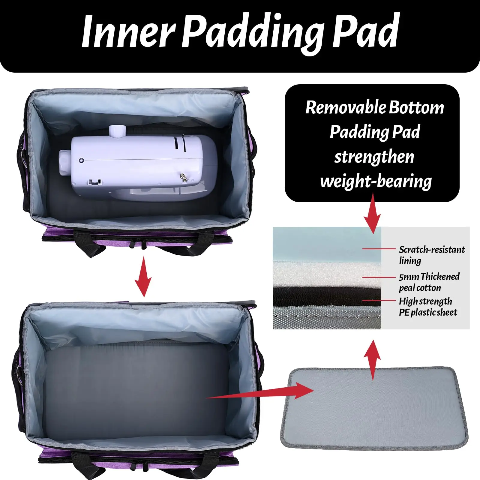 Premium Sewing Machine Carrying Case - Padded Storage Bag with Multiple Pockets & Accessory Organizer - Stylish Travel Tote