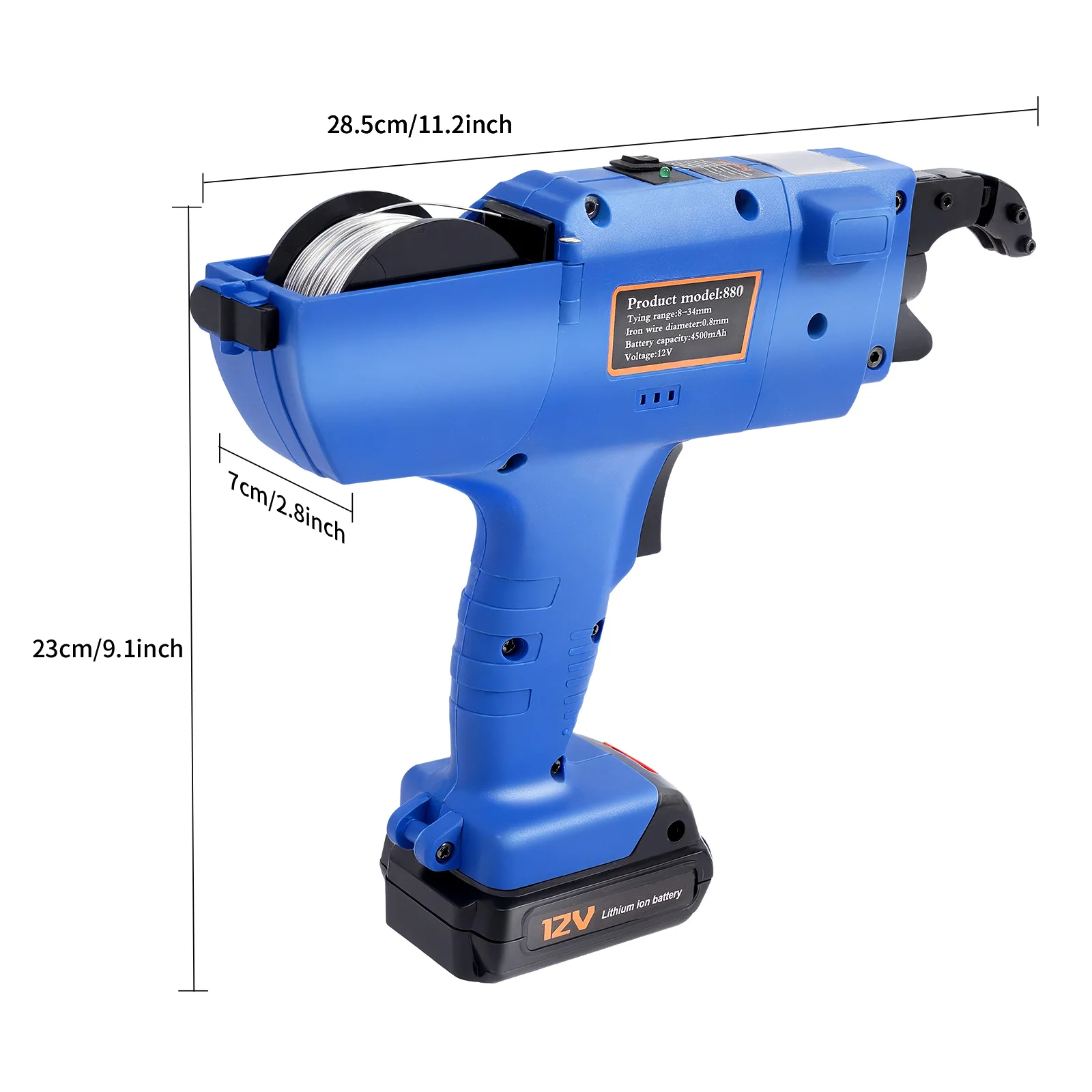 Automatic Rebar Tying Tool, Battery-Powered, Adjustable Design for Construction, Dual Lithium Batteries