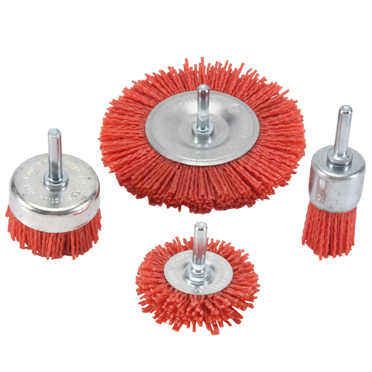 4Pcs Nylon Filament Abrasive Wire Cup Brush Nylon End Brush Kit for Drill Rotary Tool with 1/4 Inch Shank