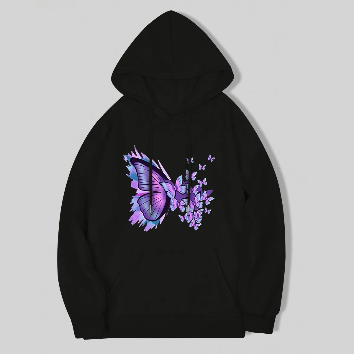 Purple Dream Butterfly Printed Hoodies Casual Women Sweatshirts Comfortable Fleece Pullover Crewneck Female Tops y2k Clothes