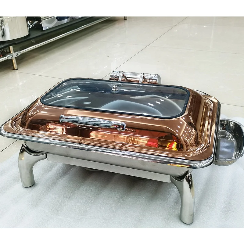 Thickened rose gold buffet stove Factory outlet Thickening square buffet stove stainless steel buffet food warmer chafing dish