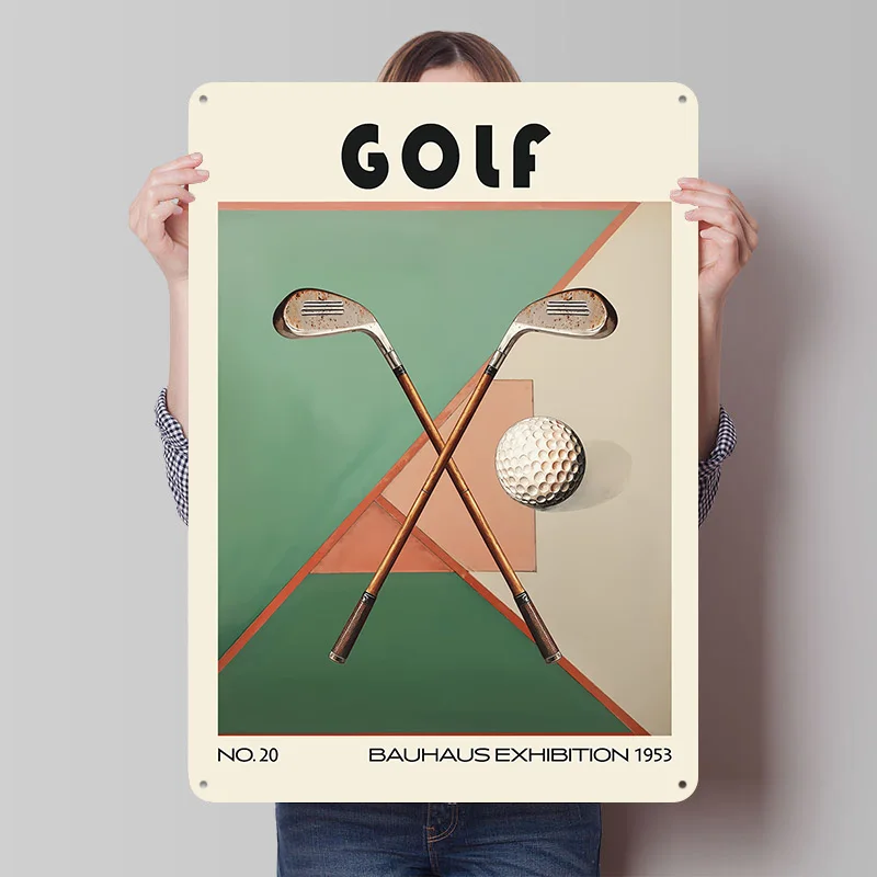 Golf Bauhaus Mid-Century Blechschild Poster Individualisierte Retro Wandkunst Vintage Metallschilder für Zimmer Moderne Heimdekoration Luxus